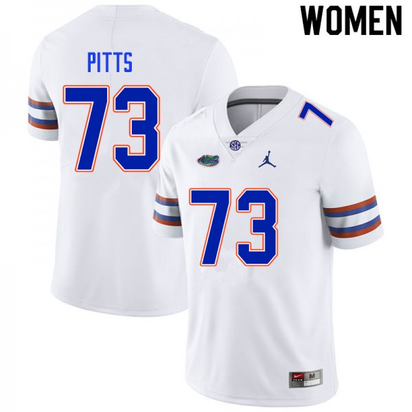 Women #73 Mark Pitts Florida Gators College Football Jersey White
